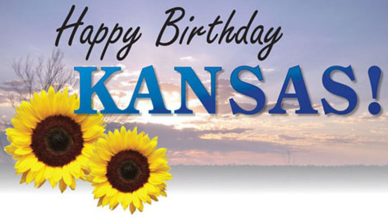 Happy birthday Kansas with two sunflowers