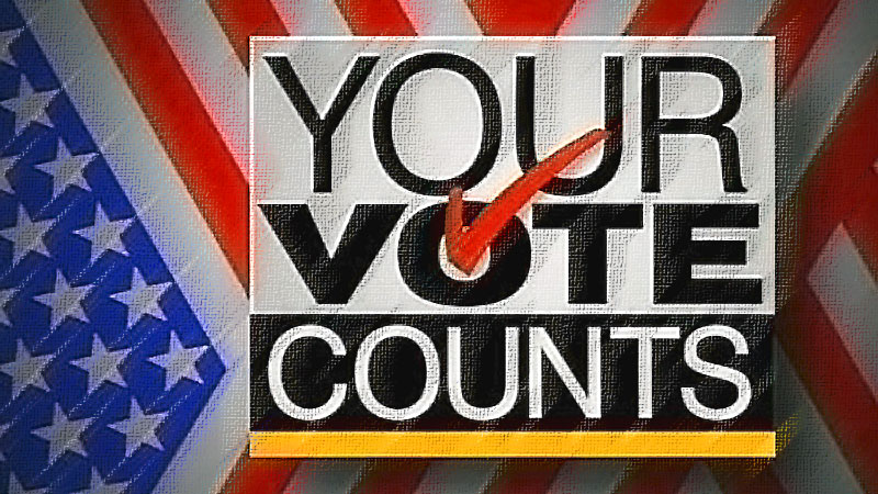 Your Vote Counts with stars and stripes backdrop