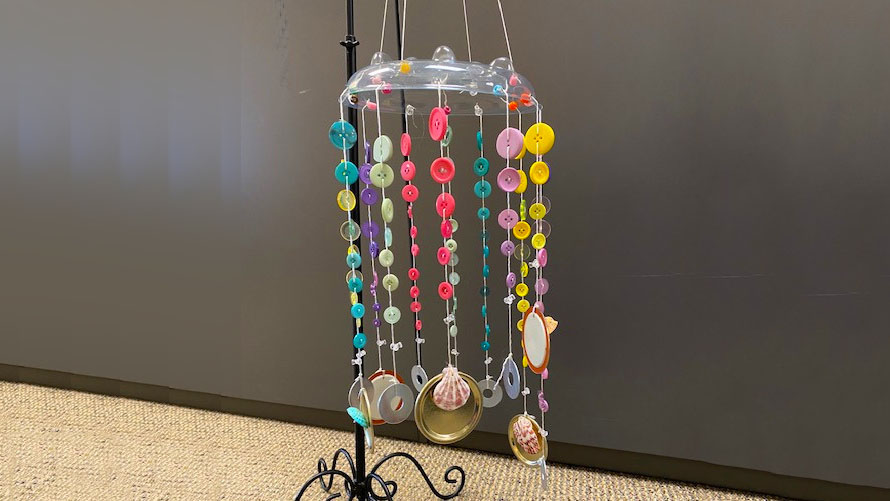 Jellyfish Wind Chimes made from buttons and seashells
