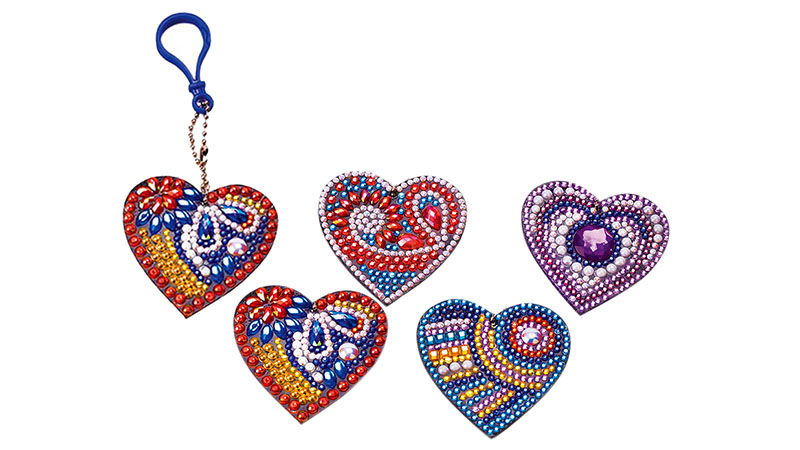 Diamond Art Heart Keychains