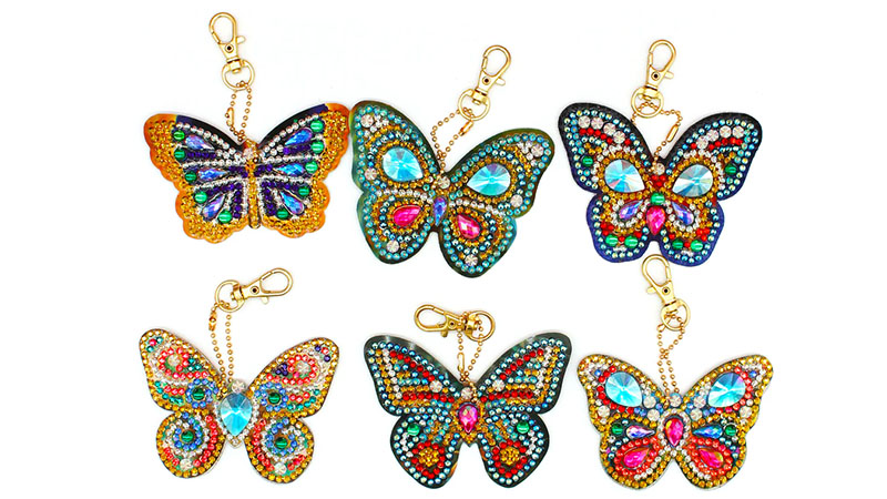 Diamond Dot Butterfly Keychains